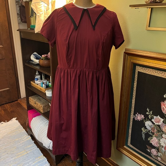 Tuesday of California NWT double dagger dress in oxblood - Picture 10 of 16